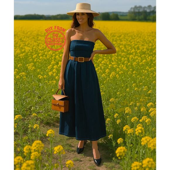ZARA Blogger Fave Belted Strapless Dress NWT โจ Elegant A-Line Size M - Picture 2 of 16